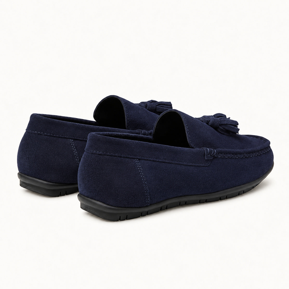 VALERIO Molo Mocassino Uomo in Camoscio Blu con Nappine – vista posteriore