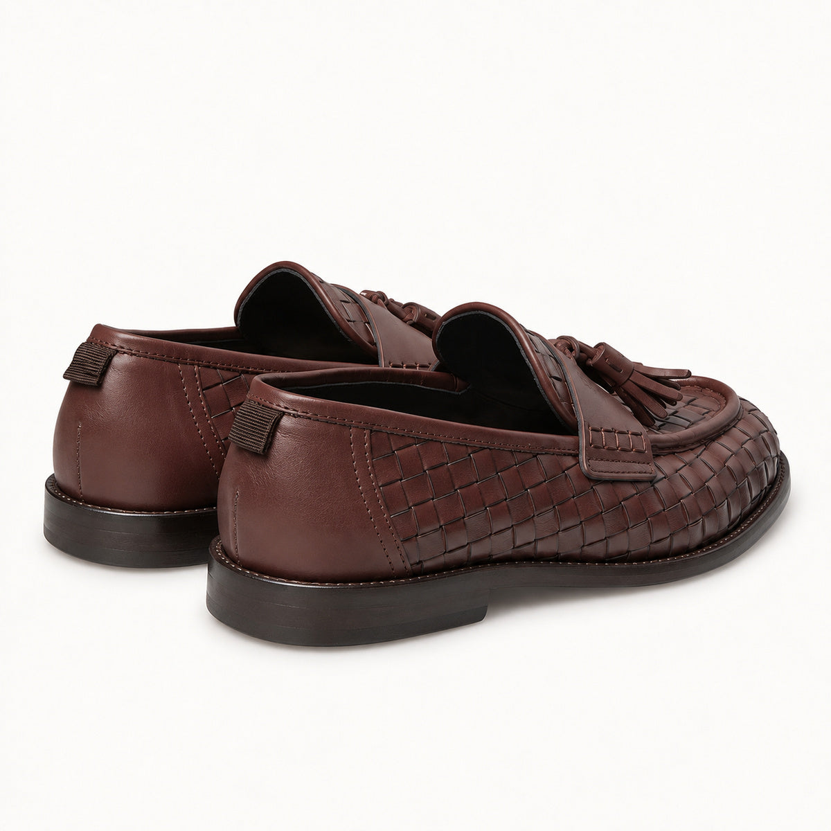 VALERIO Positano Loafer Uomo in Vitello Intrecciato Bordeaux con Nappine – vista posteriore