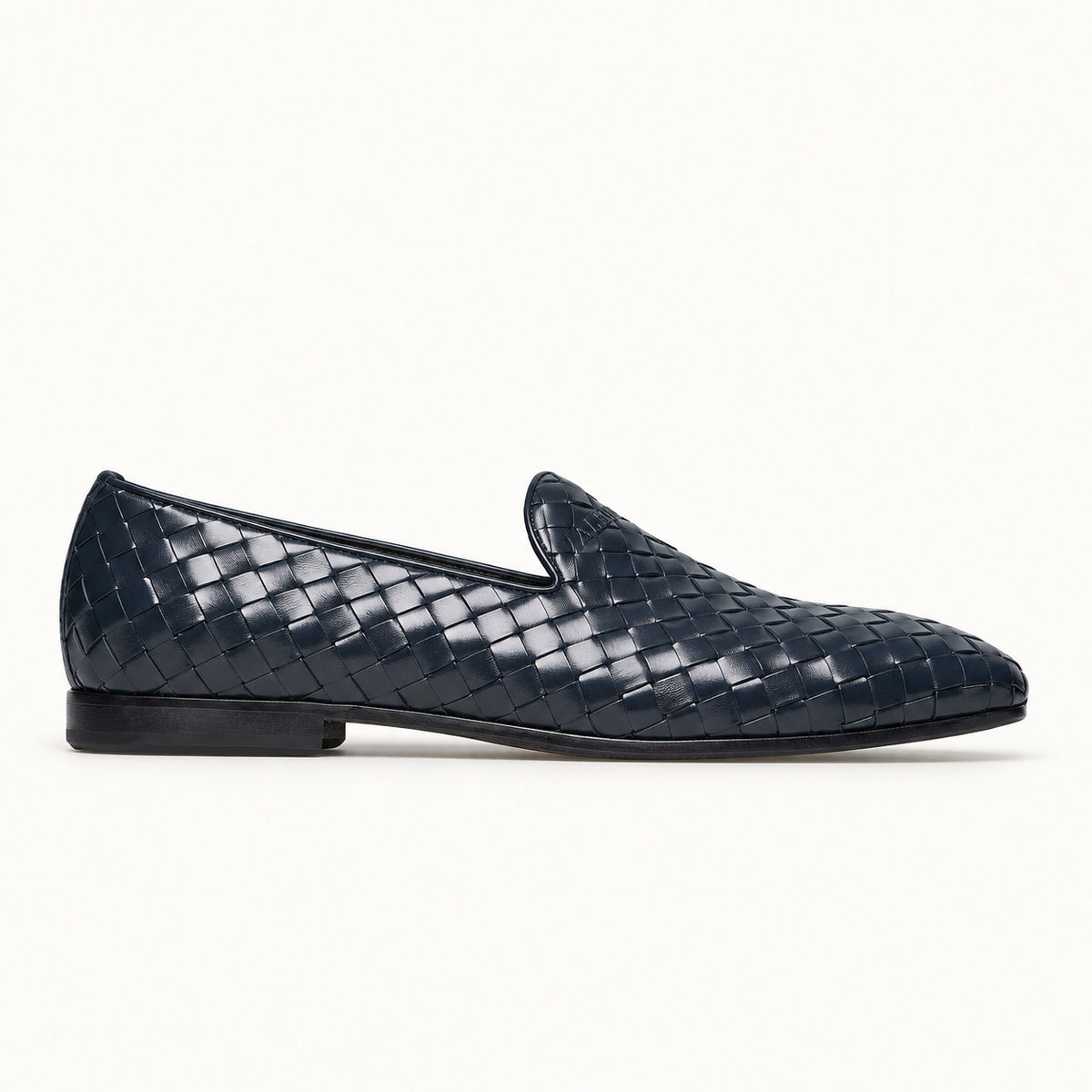 VALERIO Ravello Loafer Uomo in Vitello Intrecciato Blu – vista laterale