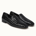 VALERIO Ravello Loafer Uomo in Vitello Intrecciato Nero – vista frontale del paio