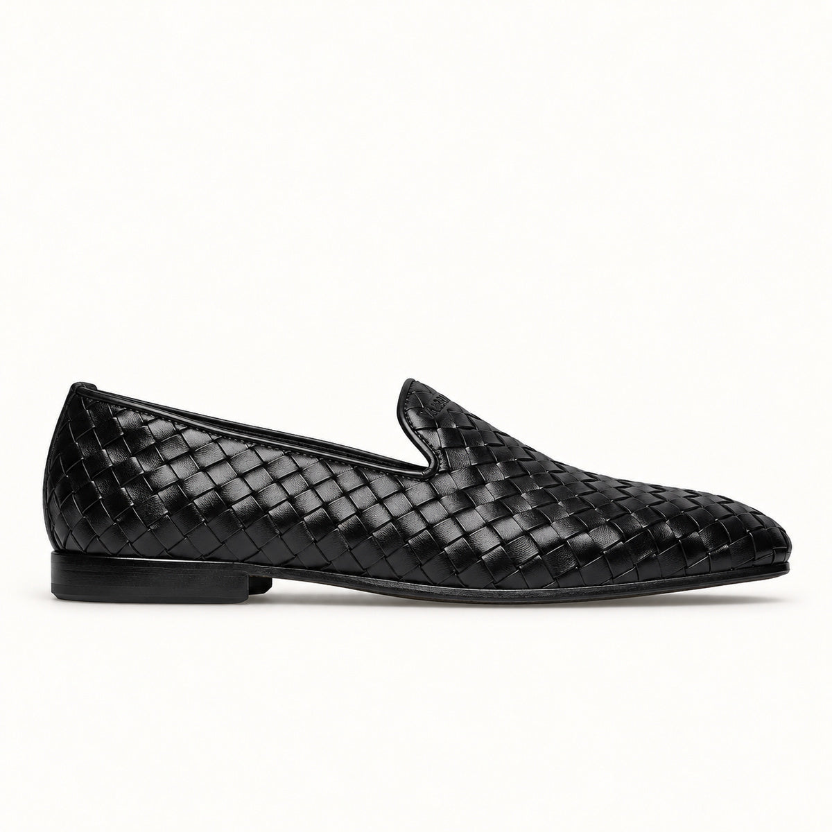 VALERIO Ravello Loafer Uomo in Vitello Intrecciato Nero – vista laterale