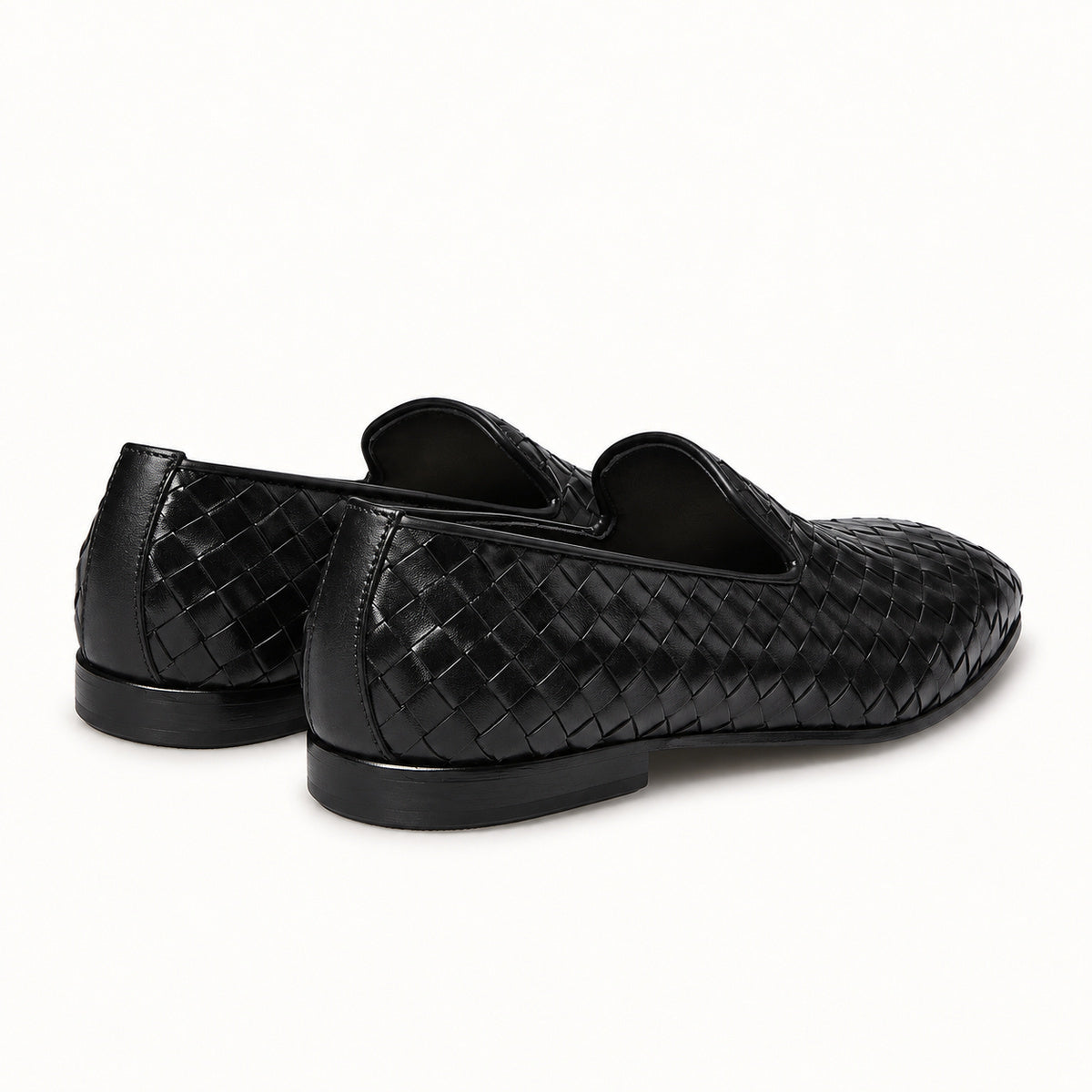 VALERIO Ravello Loafer Uomo in Vitello Intrecciato Nero – vista posteriore