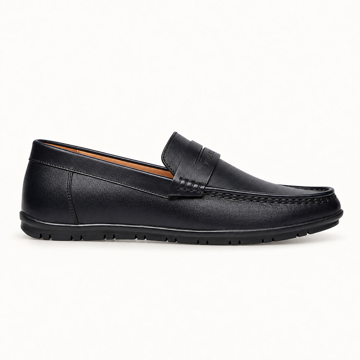 VALERIO Saragozza Mocassino Uomo in Pelle Blu Scuro – vista laterale